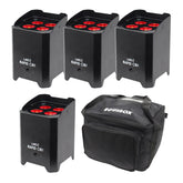 4x LEDJ Rapid QB1 Hex LED Uplighter Batterie Sans Fil LED Éclairage DJ Disco